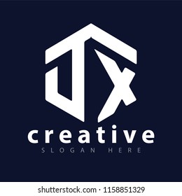 D X Initial letter hexagonal logo vector