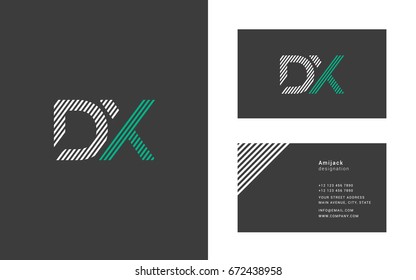 D X joint line letter logo with business card template