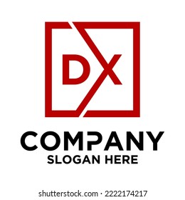 D X lettering with square design vector template