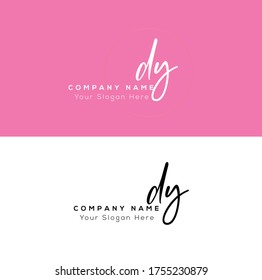 D Y DY Escritura manuscrita inicial y logotipo de la firma.	