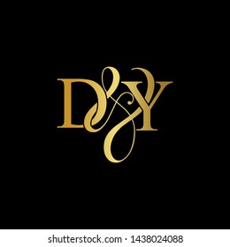 D & Y DY logo initial vector mark. Initial letter D & Y DY luxury art vector mark logo, gold color on black background.