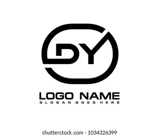 D Y Initial circle logo template vector