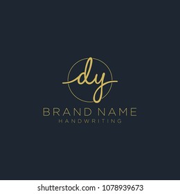 D Y Initial handwriting logo template