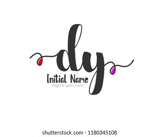 D Y Initial handwriting logo vector template