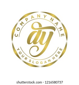 D Y Initial handwriting logo vector