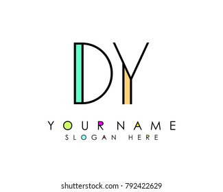 D & Y initial minimalist logo template vector