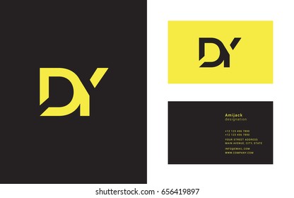 D Y joint logo letter symbol with business card template