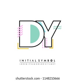 D Y Memphis letter style, initial logo template vector full color.