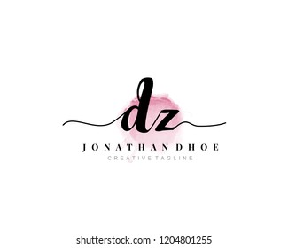 D Z DZ Initial watercolor logo on white background. Logo template vector