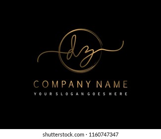 D Z Initial handwriting logo vector
