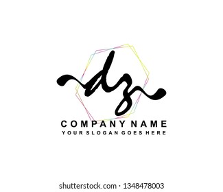 D Z Initial Handwriting Logo Template