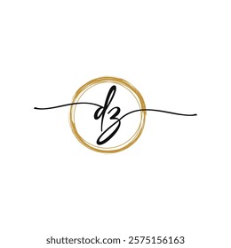 D Z Initial Script Letter Beauty Logo Template