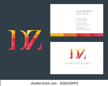 D & Z multi color letter logo with business card template