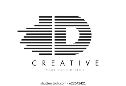 I D Zebra Letter Logo Design with Black and White Stripes Vector