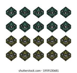 D10 Dice for Boardgames, Numbered Faces From Top View