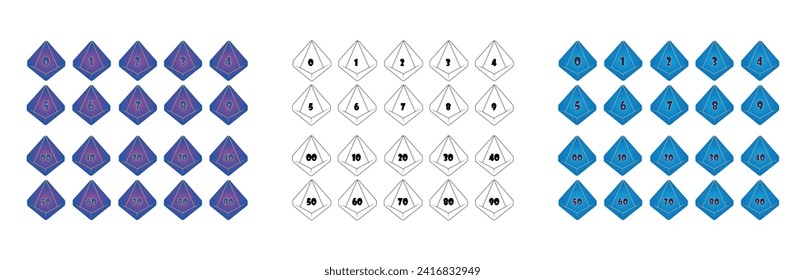 Icono de dados D100 para Boardgame. Estilo de línea y degradado. 