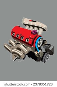 D16 D Series SOHC Turbocharger High Performance Vector Art