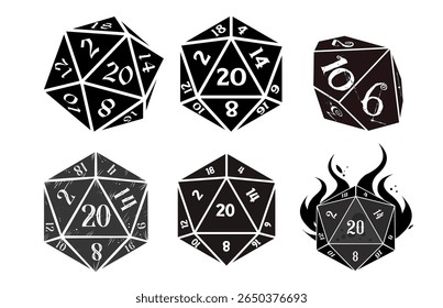 D20 dice set for role-playing games - vector illustration