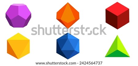 D4, D6, D8, D10, D12, and D20 Dice Icons for  Games. DnD dice. Vector illustration EPS10