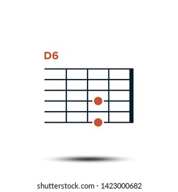 D6, Basic Guitar Chord Chart Icon Vector Template