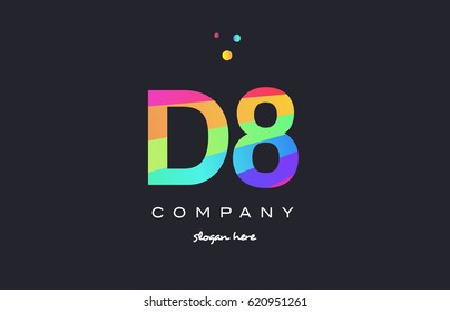 D8 d 8 eight letter number combination creative color green orange blue magenta pink company logo vector icon spectrum