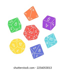 D8 D10 D12 D20 Dice for Board games, RPG dice set for table game vector svg