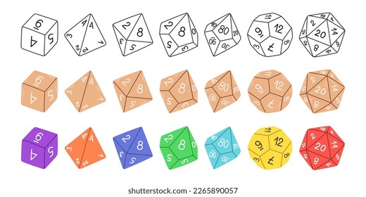 D8 D10 D12 D20 Dice for Board games, RPG dice set for table game vector svg