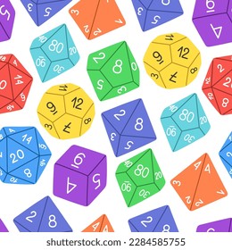 D8 D10 D12 D20 Dice para juegos de mesa patrón sin problemas, RPG dice set para vector de juego de mesa