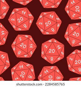 D8 D10 D12 D20 Dice for Board games seamless pattern, RPG dice set for table game vector svg