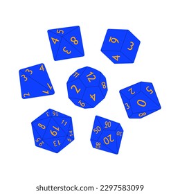 D8 D10 D12 D20 Dice for Board games. Collection of polyhedral dices with different sides. Vector illustration