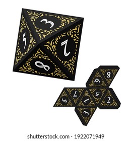 D8 Isometric Dice for Boardgames With Paper Unwrap Template