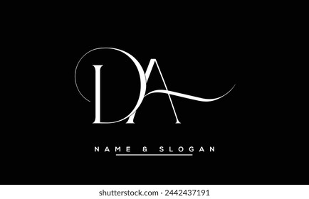 Monograma del logotipo de las letras abstractas de DA, AD