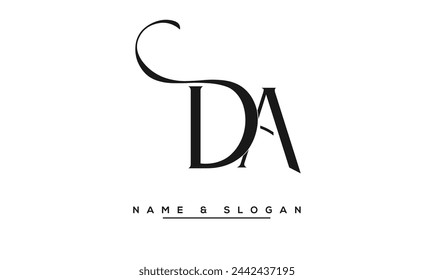Monograma del logotipo de las letras abstractas de DA, AD