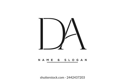 Monograma del logotipo de las letras abstractas de DA, AD