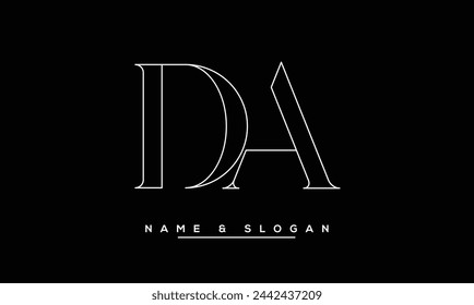 Monograma del logotipo de las letras abstractas de DA, AD