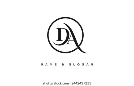 Monograma del logotipo de las letras abstractas de DA, AD