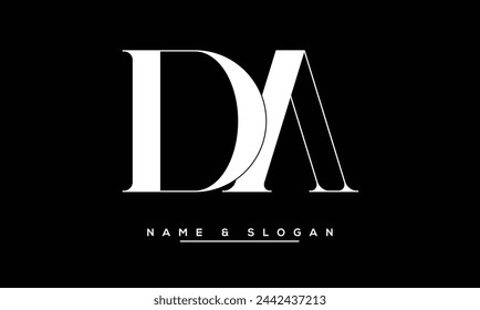 Monograma del logotipo de las letras abstractas de DA, AD