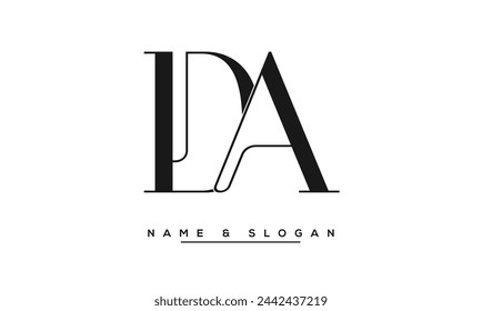 Monograma del logotipo de las letras abstractas de DA, AD
