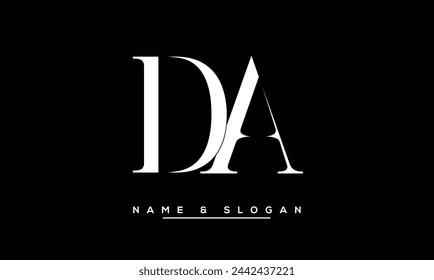 Monograma del logotipo de las letras abstractas de DA, AD