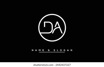 Monograma del logotipo de las letras abstractas de DA, AD