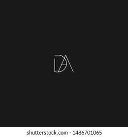 DA AD black and white minimal logo template vector