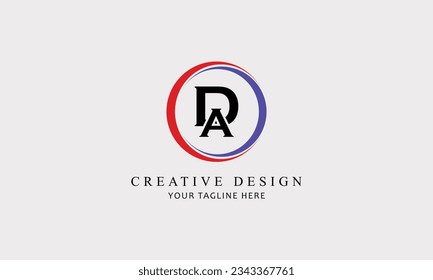 DA AD  circle creative brand name company logo design red blue color 