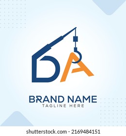 DA or AD crane modern creative premium logo design vector template