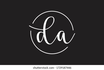 da or ad Cursive Letter Initial Logo Design, Vector Template