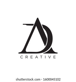 DA OR AD initial logo luxury design vector