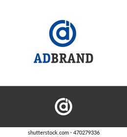 da and ad letter circle logo design