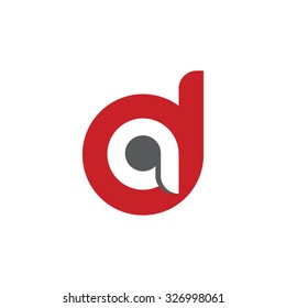 da, ad letter rounded letter logo red