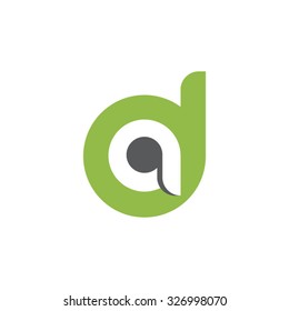 da, ad letter rounded letter logo green