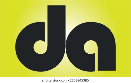 DA Artistic Letter Logo Design with Creative Serif Font in Black and White Colors Vector Illustration