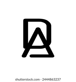 DA Artistic Letter Logo Design with Creative Serif Font in Black and White Colors Vector Illustration